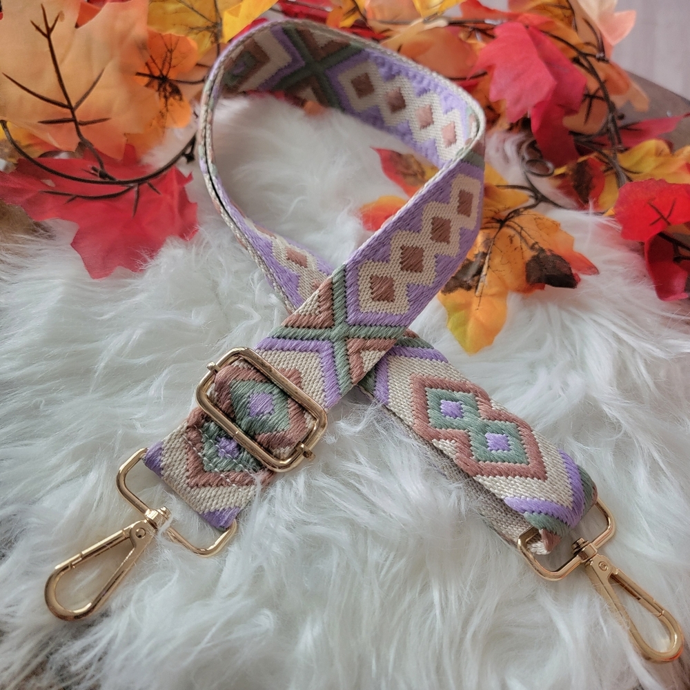 Geometric Patterned Replacement Bag Strap with Gold Hardware